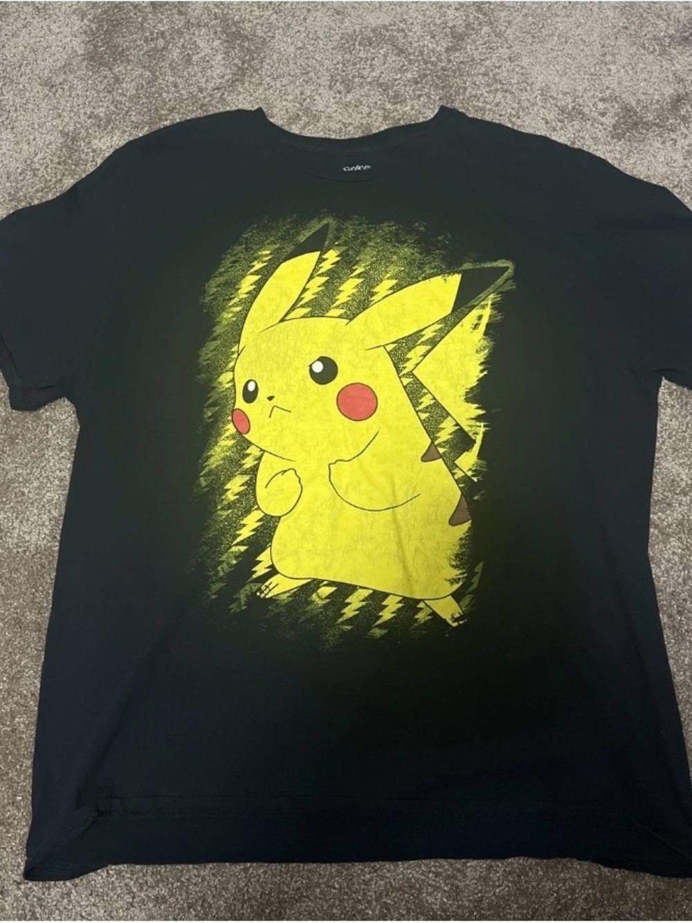 Pokemon Black Tee with Yellow Pikachu and Red Cheeks